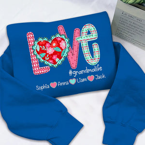 Valentine's Day Love Grandma Life - Personalized Sweatshirt With Design On Sleeve - Gift For Grandma, Mom, Wife | Custom Sleeve NH96