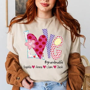 Love Grandmalife Valentine Bow - Personalized Sweatshirt With Design On Sleeve - Gift For Grandma, Mom, Wife | Custom Sleeve NH96