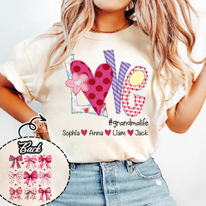 Love Grandmalife Valentine Bow - Personalized Sweatshirt With Design On Sleeve - Gift For Grandma, Mom, Wife | Custom Sleeve NH96