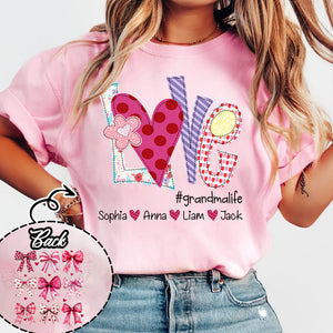 Love Grandmalife Valentine Bow - Personalized Sweatshirt With Design On Sleeve - Gift For Grandma, Mom, Wife | Custom Sleeve NH96