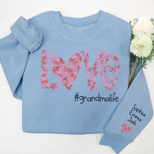 Love Bow  Grandmalife - Personalized Sweatshirt With Design On Sleeve - Gift For Grandma, Mom, Wife | Custom Sleeve NH96