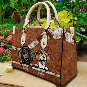 Not All Angels Have Wings, Some Have Fur Daisy Flower - Personalized Leather Handbag - Gift for Dog Lovers, Dog Dad, Dog Mom | CLP13 NH96