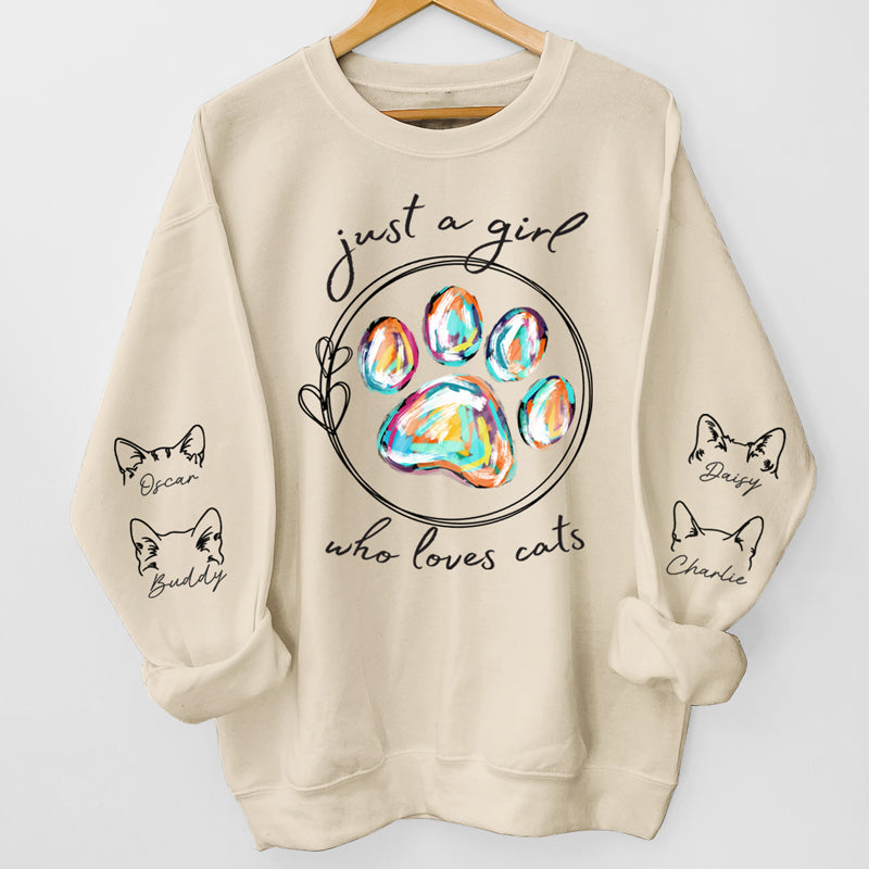 Just A Girl Loves Dogs - Personalized Sweatshirt With Design On Sleeve - Gift For Pet Owners, Pet Lovers , Cat Lovers, Dog Lovers | Custom Sleeve NH96