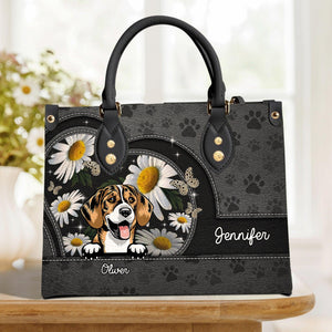 Daisy With Butterfly - Personalized Leather Handbag - Gift for Dog Lovers, Dog Dad, Dog Mom | CLP13 NH96