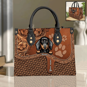 My Best Friend Comes With A Wagging Tail - Personalized Leather Handbag - Gift for Dog Lovers, Dog Dad, Dog Mom | CLP13 NH96