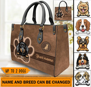 Pawsitively Loved - Personalized Leather Handbag - Gift for Dog Lovers, Dog Dad, Dog Mom | CLP13 NH96