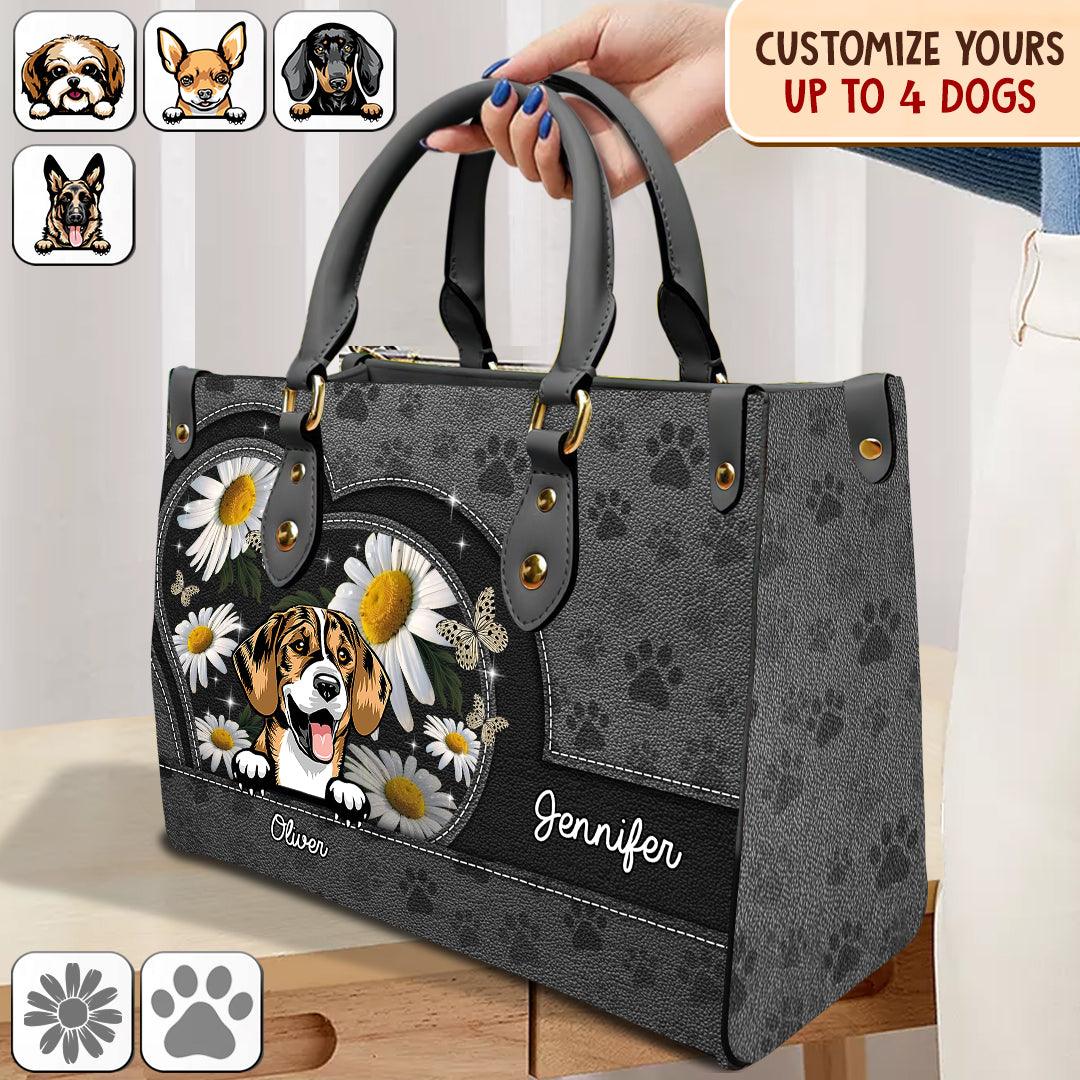 Daisy With Butterfly - Personalized Leather Handbag - Gift for Dog Lovers, Dog Dad, Dog Mom | CLP13 NH96