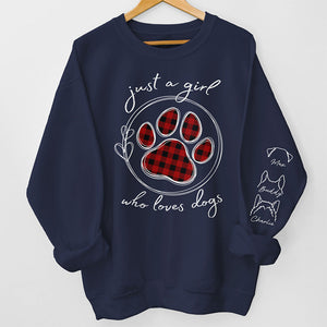 Just A Girl Who Loves Pets - Personalized Sweatshirt With Design On Sleeve - Gift For Pet Owners, Pet Lovers , Cat Lovers, Dog Lovers | Custom Sleeve NH96