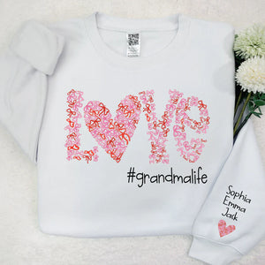 Love Bow  Grandmalife - Personalized Sweatshirt With Design On Sleeve - Gift For Grandma, Mom, Wife | Custom Sleeve NH96