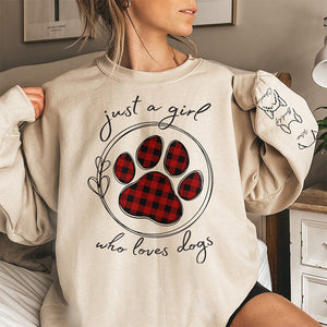 Just A Girl Who Loves Pets - Personalized Sweatshirt With Design On Sleeve - Gift For Pet Owners, Pet Lovers , Cat Lovers, Dog Lovers | Custom Sleeve NH96