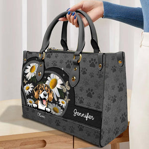 Daisy With Butterfly - Personalized Leather Handbag - Gift for Dog Lovers, Dog Dad, Dog Mom | CLP13 NH96