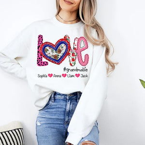 Floral Love Grandma Life - Personalized Sweatshirt With Design On Sleeve - Gift For Grandma, Mom, Wife | Custom Sleeve NH96