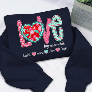 Valentine's Day Love Grandma Life - Personalized Sweatshirt With Design On Sleeve - Gift For Grandma, Mom, Wife | Custom Sleeve NH96