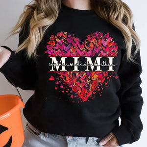 Grandma Heart, Mimi And Kids- Personalized Sweatshirt With Design On Sleeve -  Meaningful Gifts For Grandma, Mom, Wife | Custom Sleeve NH96