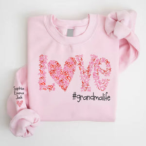 Love Bow  Grandmalife - Personalized Sweatshirt With Design On Sleeve - Gift For Grandma, Mom, Wife | Custom Sleeve NH96