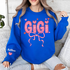 Gigi Nana And Kids - Personalized Sweatshirt With Design On Sleeve - Valentine Gift For Grandma, Mom, Wife - NH96