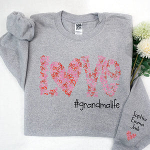 Love Bow  Grandmalife - Personalized Sweatshirt With Design On Sleeve - Gift For Grandma, Mom, Wife | Custom Sleeve NH96