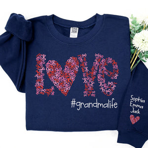 Love Bow  Grandmalife - Personalized Sweatshirt With Design On Sleeve - Gift For Grandma, Mom, Wife | Custom Sleeve NH96