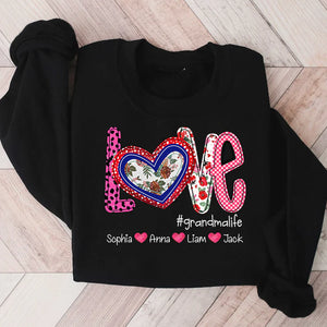 Floral Love Grandma Life - Personalized Sweatshirt With Design On Sleeve - Gift For Grandma, Mom, Wife | Custom Sleeve NH96