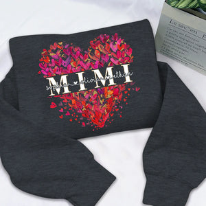 Grandma Heart, Mimi And Kids- Personalized Sweatshirt With Design On Sleeve -  Meaningful Gifts For Grandma, Mom, Wife | Custom Sleeve NH96