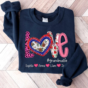 Floral Love Grandma Life - Personalized Sweatshirt With Design On Sleeve - Gift For Grandma, Mom, Wife | Custom Sleeve NH96