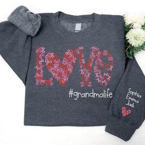 Love Bow  Grandmalife - Personalized Sweatshirt With Design On Sleeve - Gift For Grandma, Mom, Wife | Custom Sleeve NH96