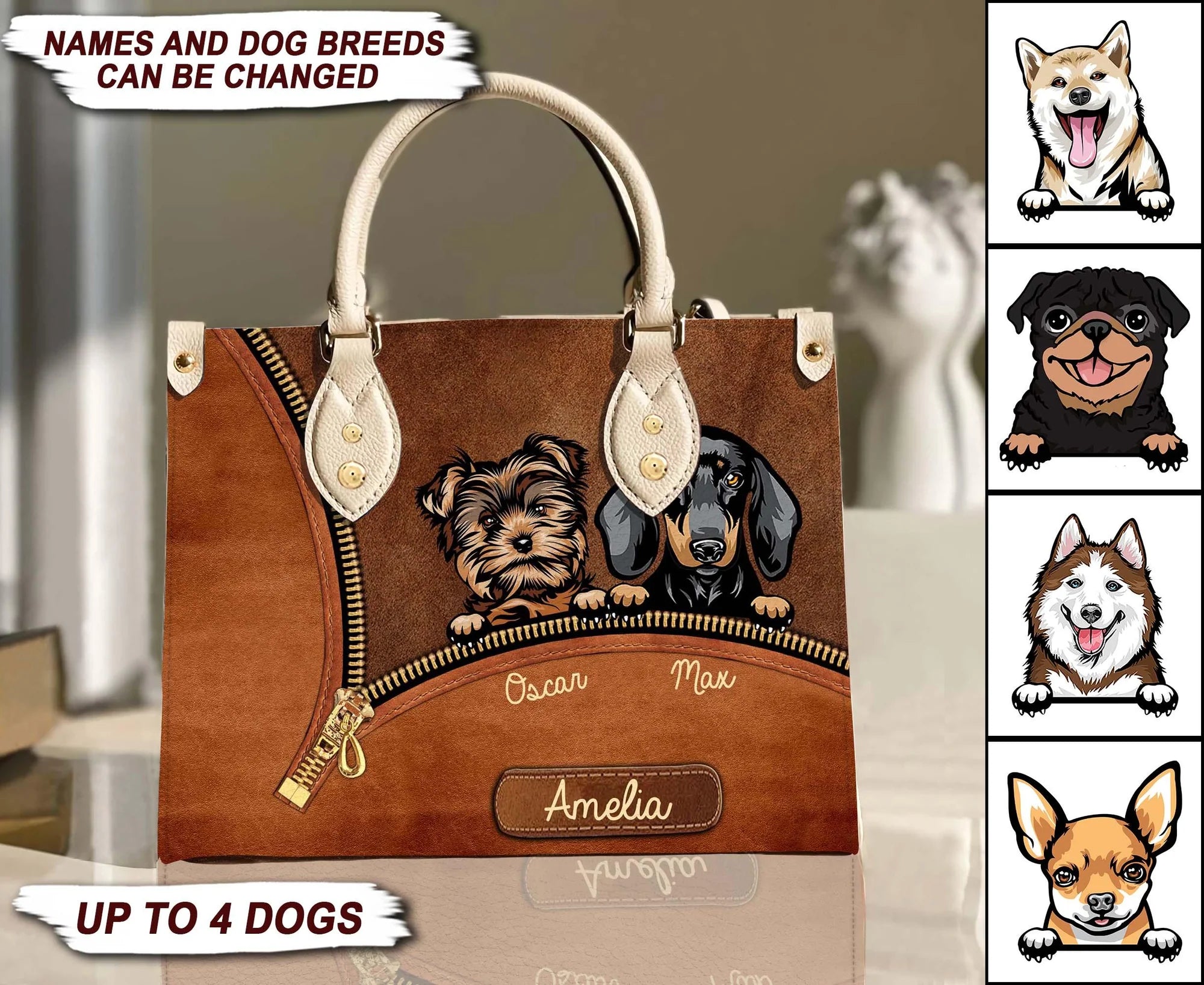 Pets Make Life Sweeter - Personalized Leather Handbag - Gift for Dog Lovers, Dog Dad, Dog Mom | CLP13 NH96