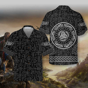 Magic Viking Symbol Ethnic Norse Seamless Pattern Hawaiian Shirt