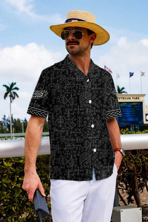 Magic Viking Symbol Ethnic Norse Seamless Pattern Hawaiian Shirt