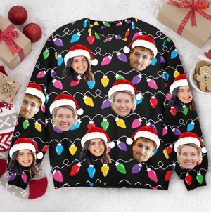 Custom Photo Christmas Family Silly Xmas Leds - Personalized Ugly Sweatshirt