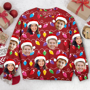 Custom Photo Christmas Family Silly Xmas Leds - Personalized Ugly Sweatshirt