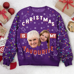 Custom Photo Christmas Is My Favourite Led Light - Personalized Ugly Sweatshirt - Gift for Mom, Grandma, Wife