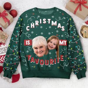 Custom Photo Christmas Is My Favourite Led Light - Personalized Ugly Sweatshirt - Gift for Mom, Grandma, Wife