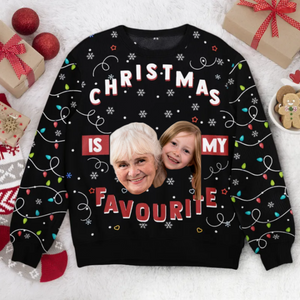 Custom Photo Christmas Is My Favourite Led Light - Personalized Ugly Sweatshirt - Gift for Mom, Grandma, Wife