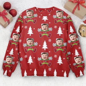 Custom Face Christmas Family Cute Little Elf -  Personalized Ugly Sweatshirt, Gift For Family Memmber