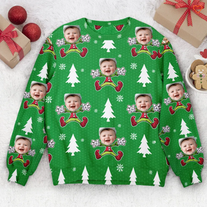 Custom Face Christmas Family Cute Little Elf -  Personalized Ugly Sweatshirt, Gift For Family Memmber