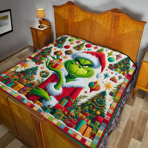 Merry Monster Green Christmas - Personalized Stole Christmas Fleece Blanket DN100