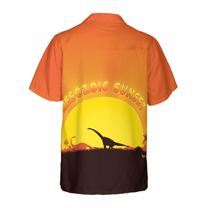 Mesozoic Sunset Dinosaur Hawaiian Shirt