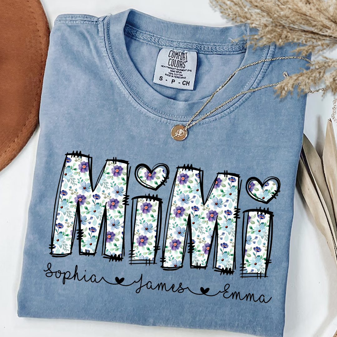 Mimi Shirt with Grandkids Names _E2_80_93 Cute Floral Design for Grandma 2 bPjRT