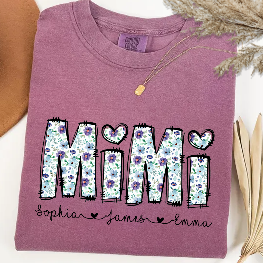 Mimi Shirt with Grandkids Names _E2_80_93 Cute Floral Design for Grandma 8 ag6TN