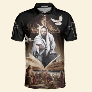 FamilyStore Jesus Give His Hand And Holy Bible - Men Polo Shirt