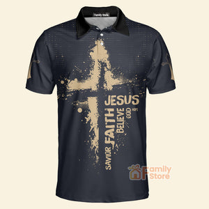 Jesus Savior Faith Believe God - Men Polo Shirt