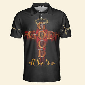 God Is Good All The Time Black Polo Shirt For Men