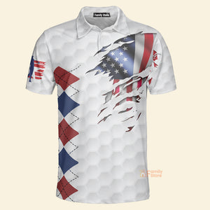 FamilyStore American Flag Golf Ball Pattern - Men Polo