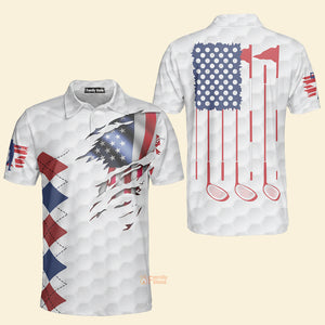 FamilyStore American Flag Golf Ball Pattern - Men Polo