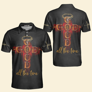 God Is Good All The Time Black Polo Shirt For Men