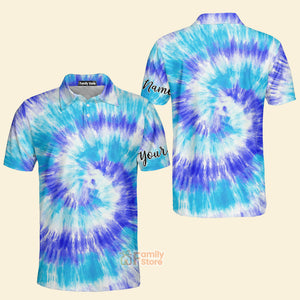 Blue Turquoise Tie Dye Background Golf - Personalized Men Polo Shirt