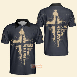 Jesus Savior Faith Believe God - Men Polo Shirt