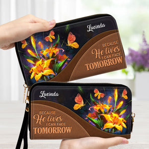 Because He Lives, I Can Face Tomorrow - Thoughtful Gift For Christians - Personalized Clutch Purses - AT4080725