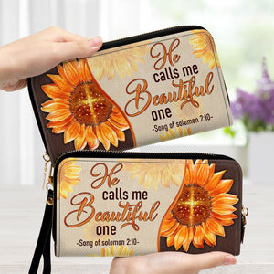 He Calls Me Beautiful One Fancy Sunflower - Thoughtful Gift For Christians - Personalized Clutch Purses - AT4080743